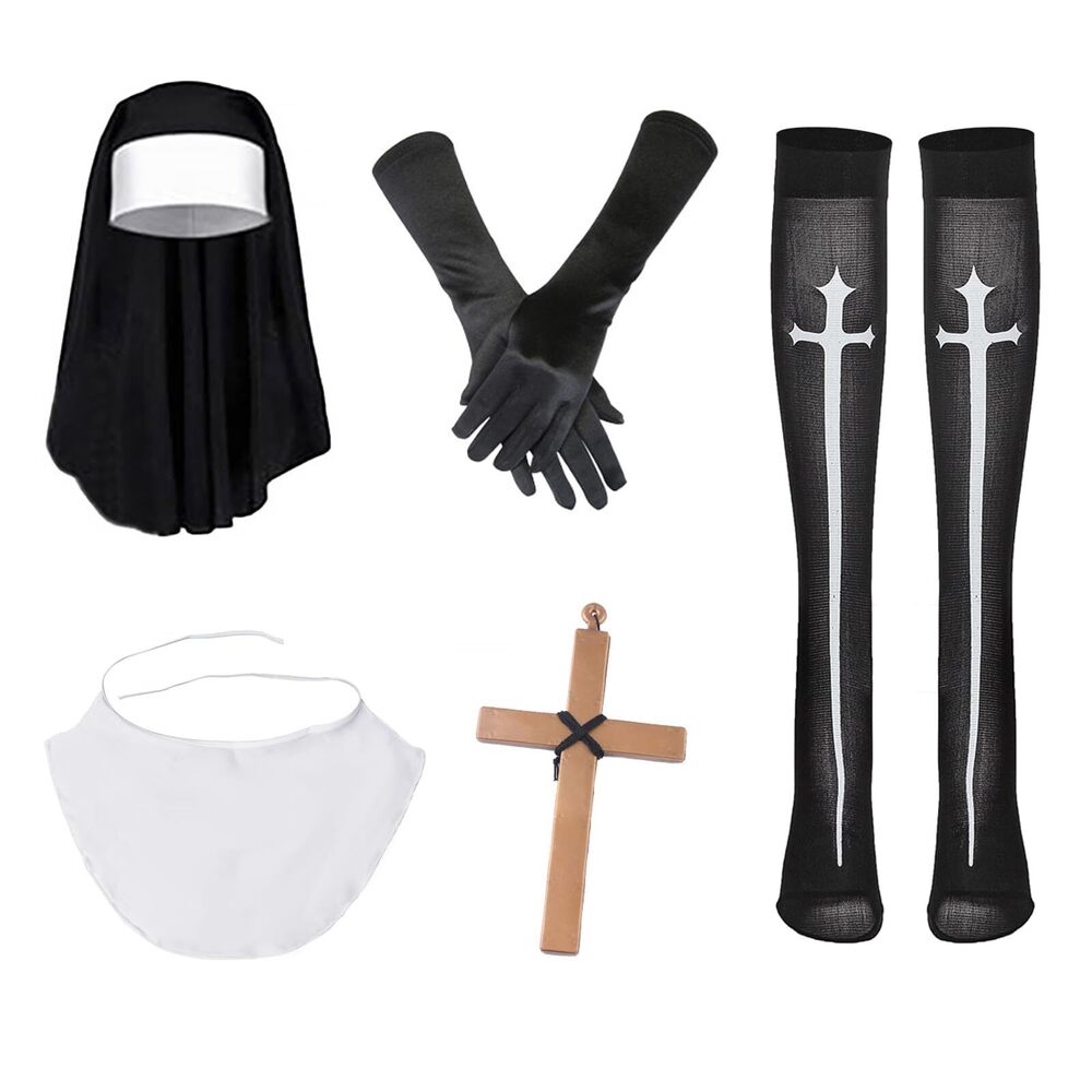 5937 5 Pcs Nun Halloween Costume Accessoriess Nun Hat Nun